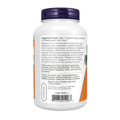 NOW Supplements, Magnesium Citrate, Enzyme Function*, Nervous System Support*, 240 Veg Capsules