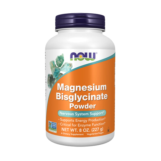 NOW Supplements, Magnesium Bisglycinate Powder, Enzyme Function*, Nervous System Support*, 8-Ounce