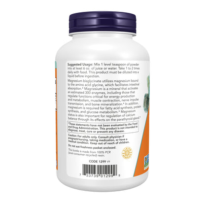 NOW Supplements, Magnesium Bisglycinate Powder, Enzyme Function*, Nervous System Support*, 8-Ounce