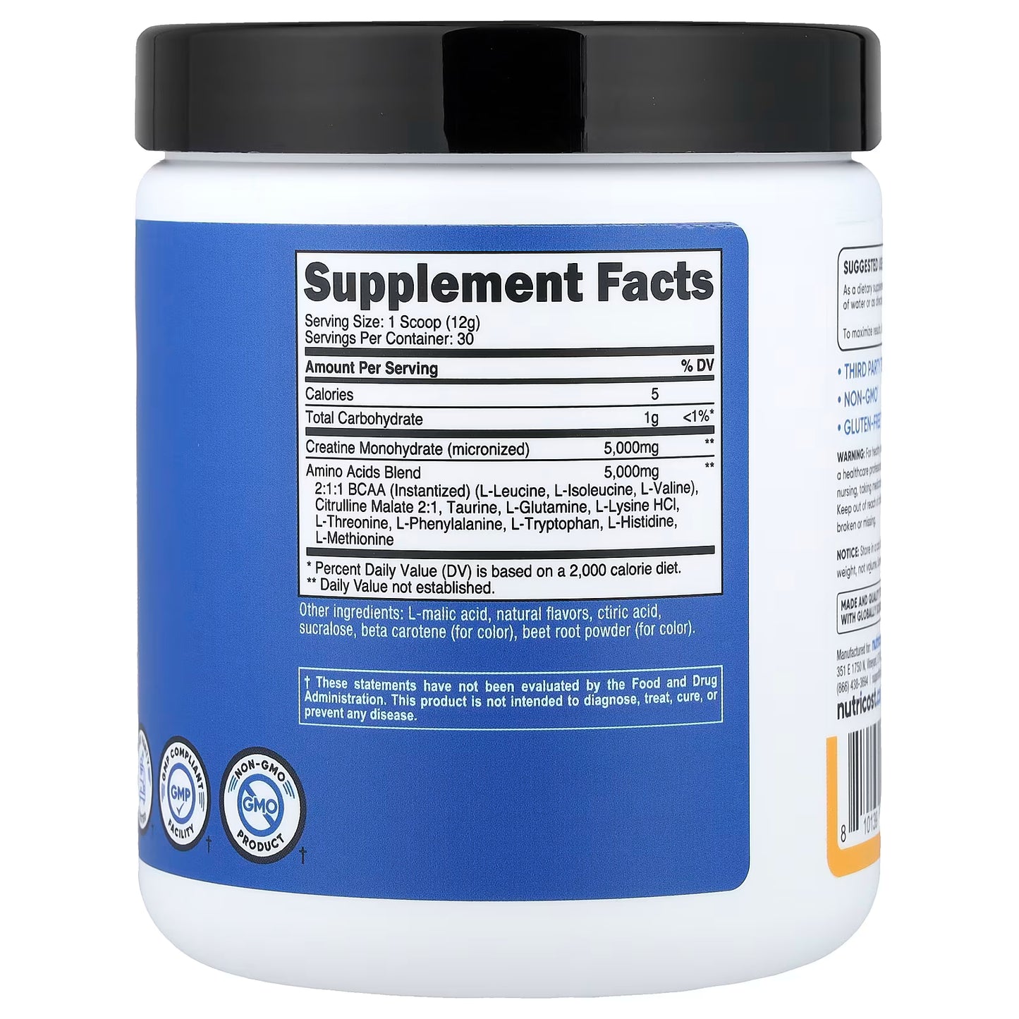 Nutricost, Performance, Creatine + Aminos, Peach Mango, 13.3 oz (372 g)