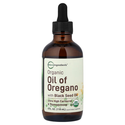 Micro Ingredients, Organic Oil of Oregano with Black Seed Oil, 4 fl oz (118 ml)