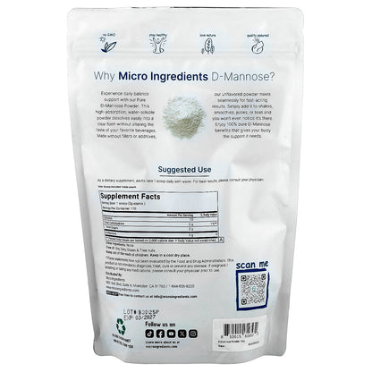 Micro Ingredients, D-Mannose Powder, 12 oz (340 g)