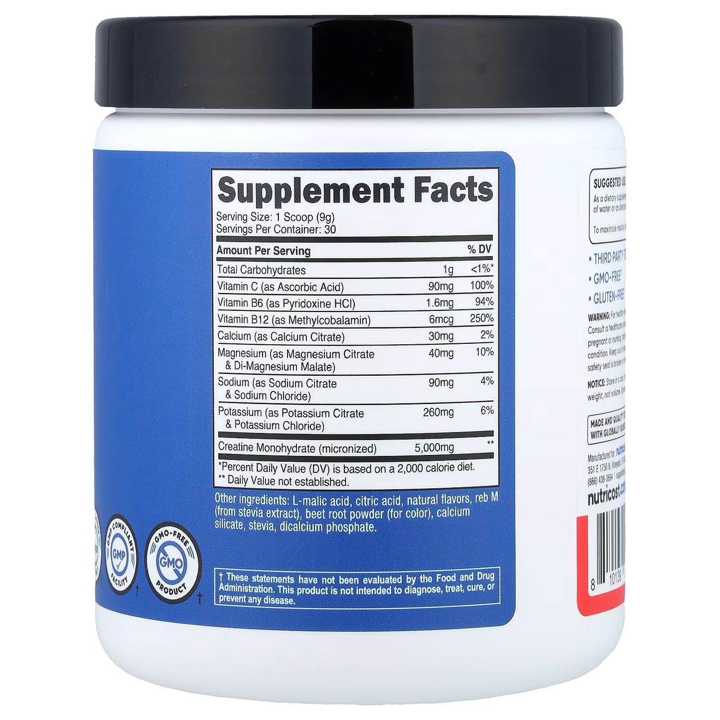 Nutricost, Performance, Creatine + Hydration, Fruit Punch, 10.1 oz (282 g)