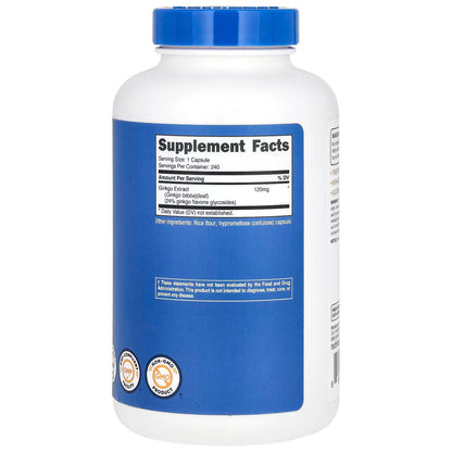 Nutricost, Ginkgo Biloba, 120 mg, 240 Capsules