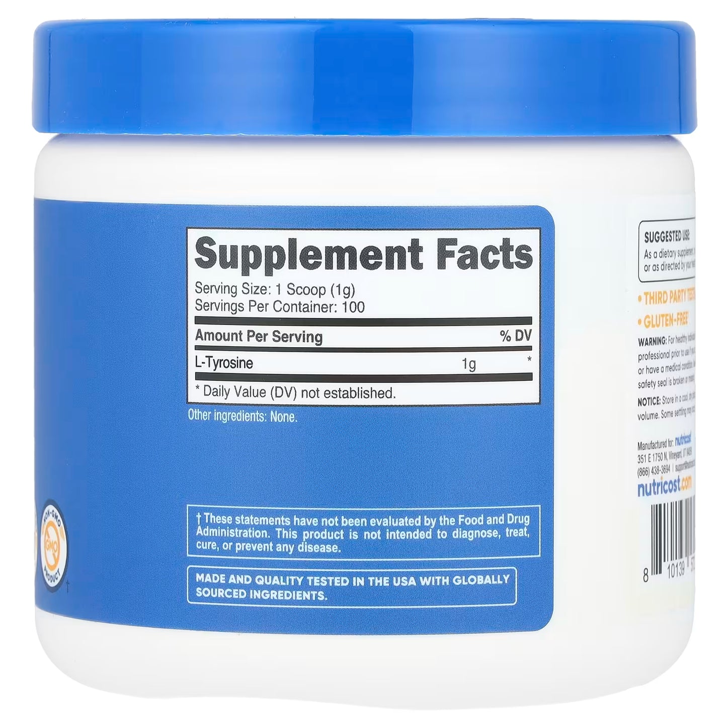 Nutricost, L-Tyrosine, Unflavored, 3.6 oz (102 g)