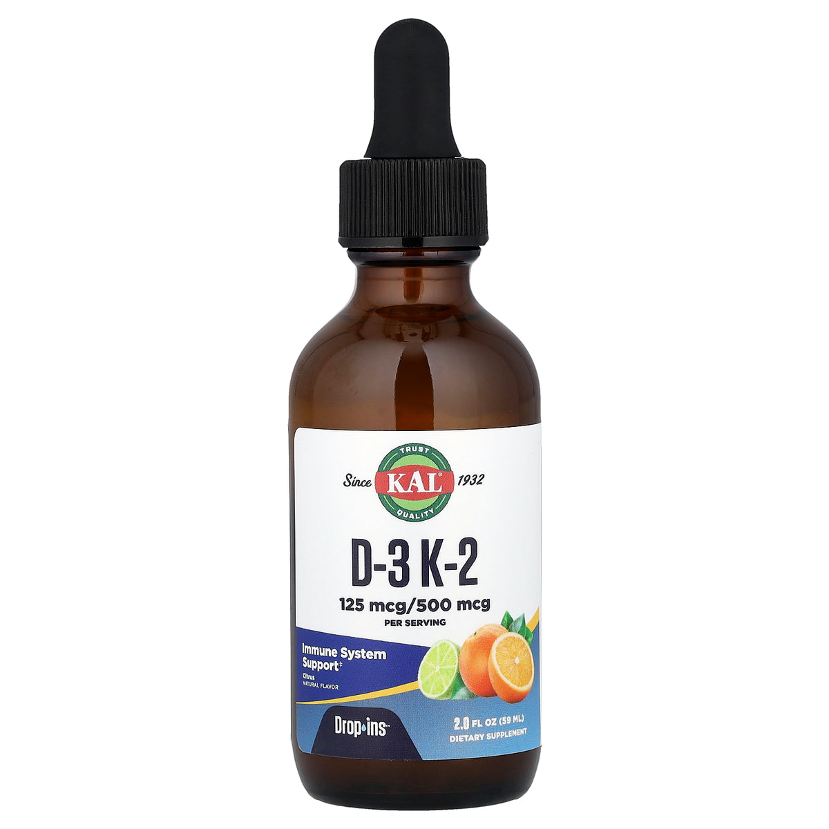 KAL, D-3 K-2 Drop, Citrus, 2 fl oz (59 ml)