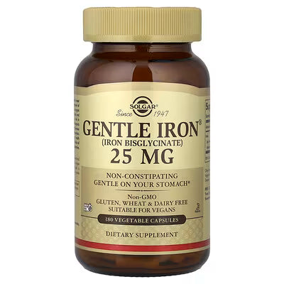 Solgar, Gentle Iron®, 25 mg, 180 Vegetable Capsules