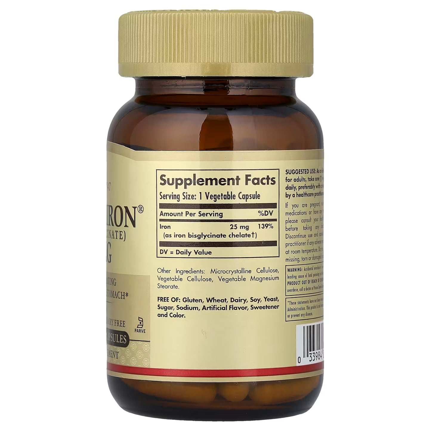 Solgar, Gentle Iron®, 25 mg, 90 Vegetable Capsules