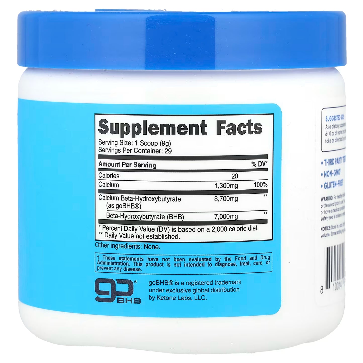 Nutricost, Calcium BHB, goBHB®, Unflavored, 8.9 oz (250 g)