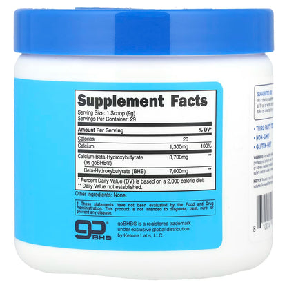 Nutricost, Calcium BHB, goBHB®, Unflavored, 8.9 oz (250 g)
