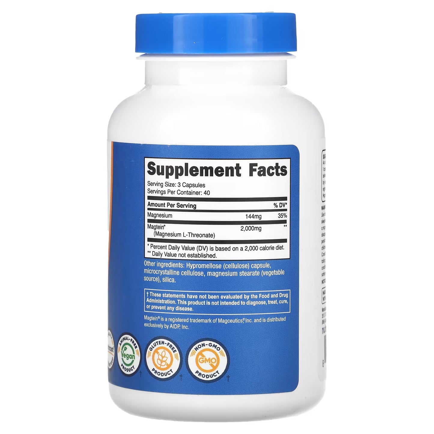 Nutricost, Magtein®, Magnesium L-Threonate, 120 Capsules