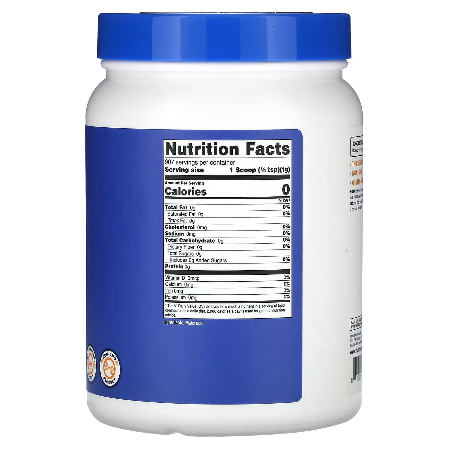 Nutricost, Malic Acid, Unflavored, 32 oz (907 g)
