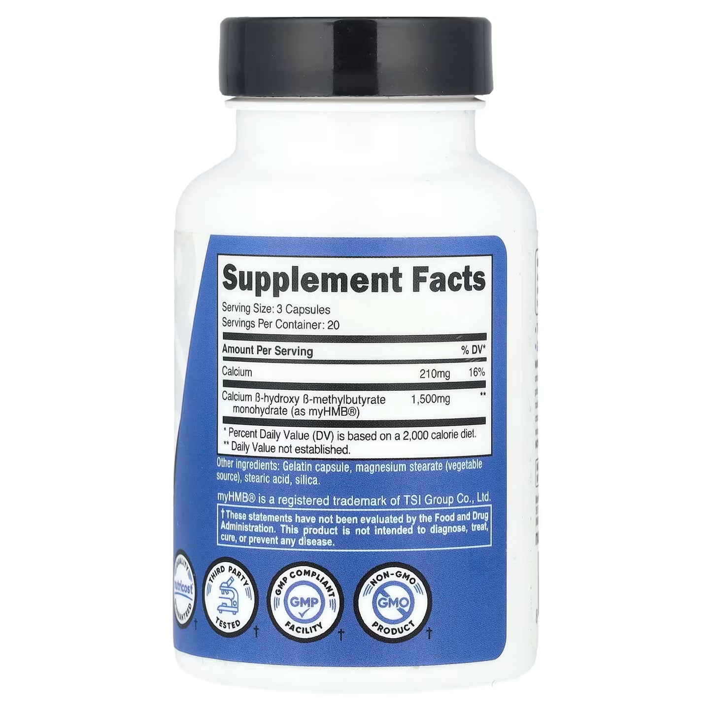 Nutricost, Performance, myHMB®, 60 Capsules (500 mg per Capsule)