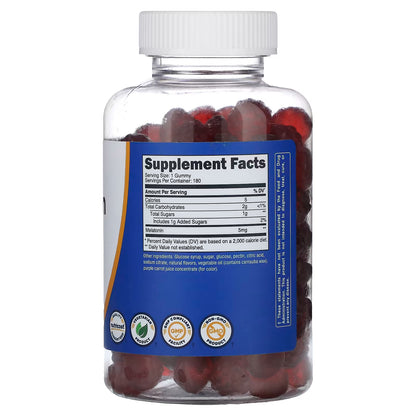 Nutricost, Melatonin, Strawberry, 5 mg, 180 Gummies