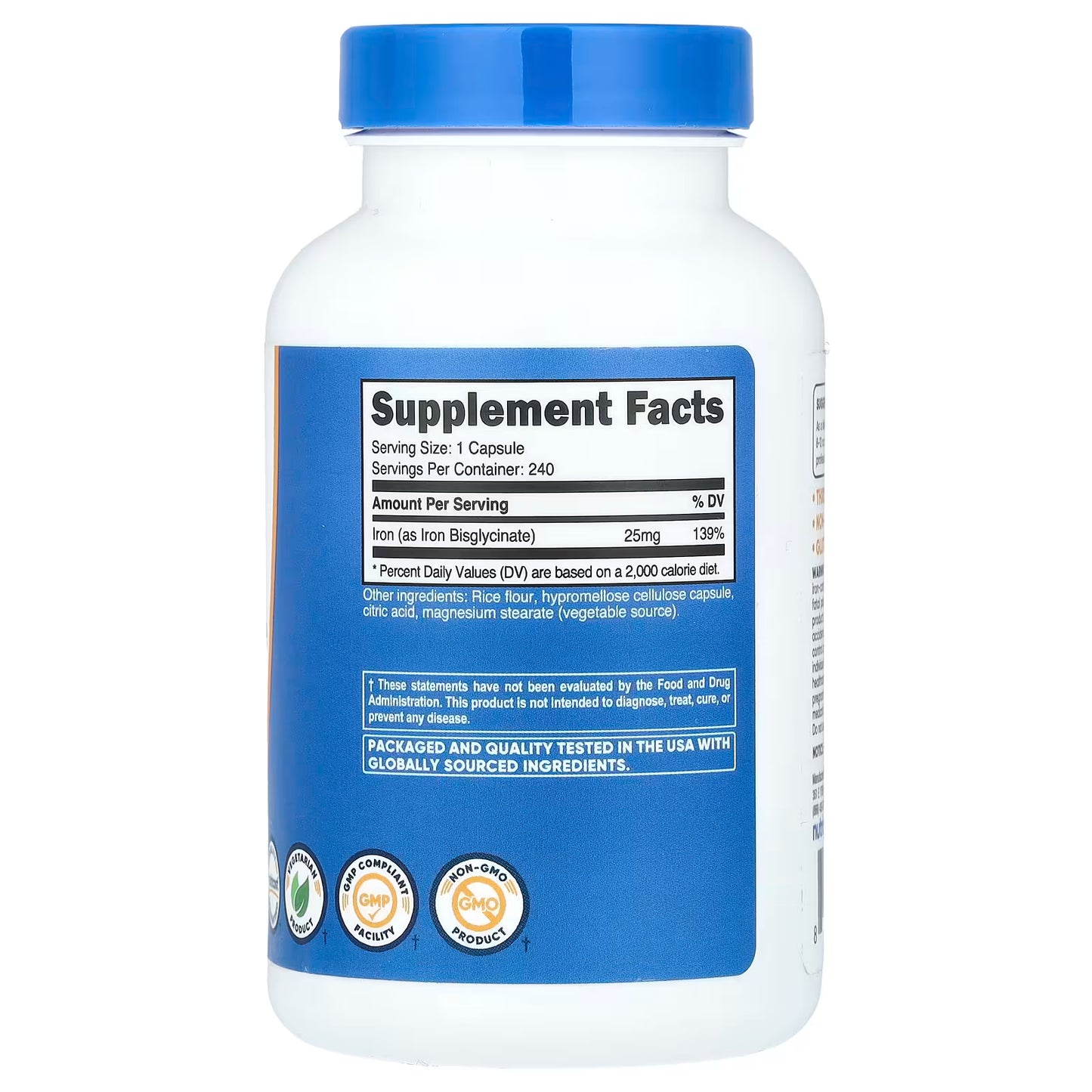 Nutricost, Iron, 25 mg , 240 Capsules
