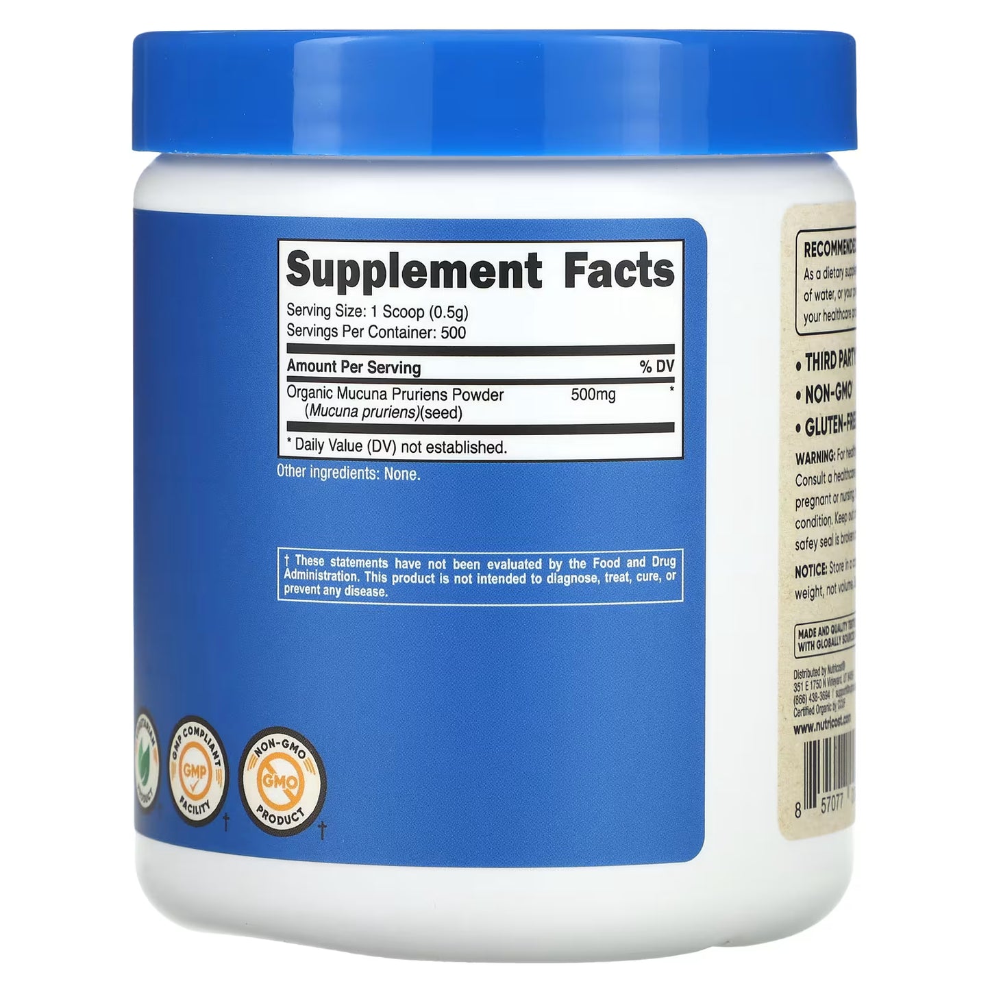 Nutricost, 100% Organic Mucuna Pruriens, Unflavored, 8.8 oz (250 g)