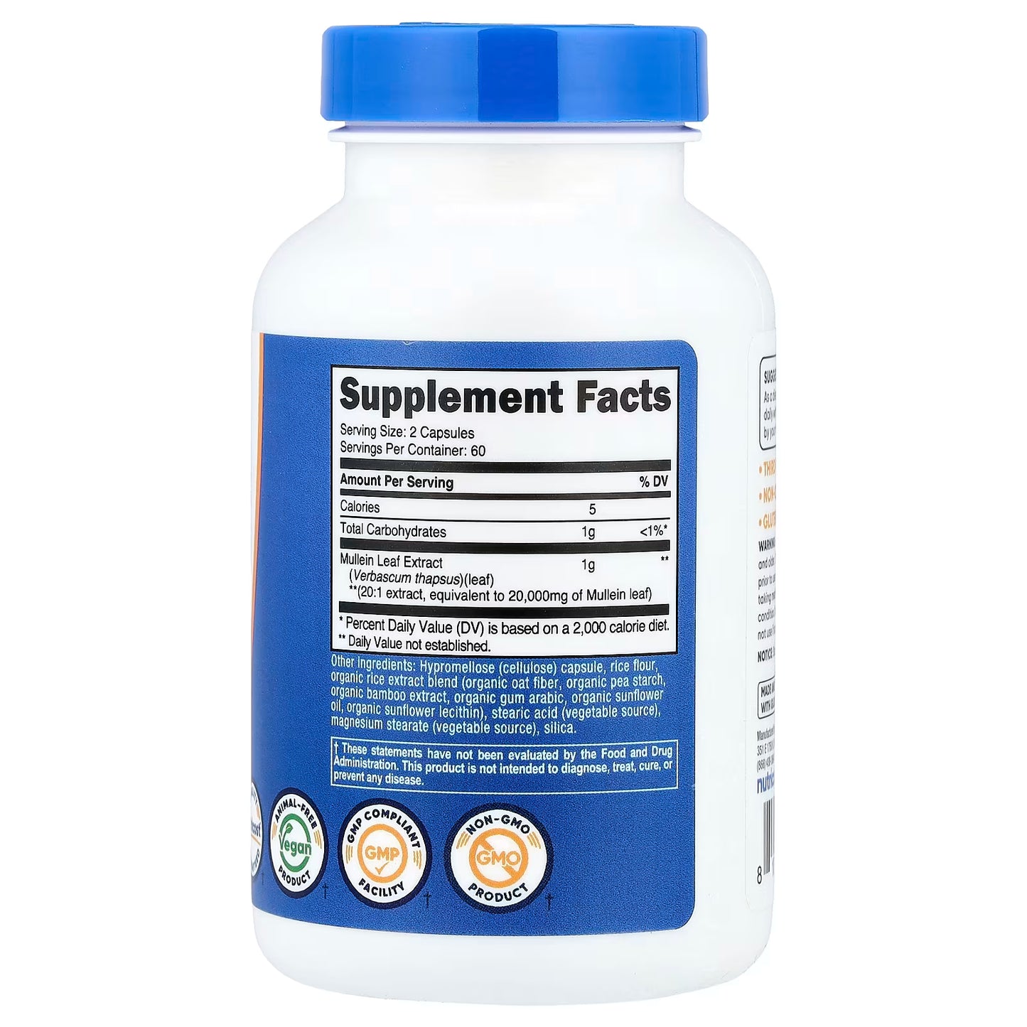 Nutricost, Mullein Leaf, 120 Capsules (500 mg per Capsule)