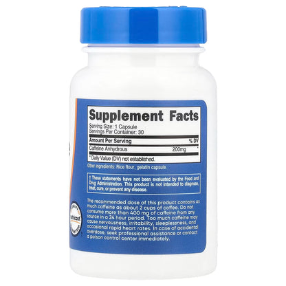 Nutricost, Caffeine, 200 mg , 30 Capsules