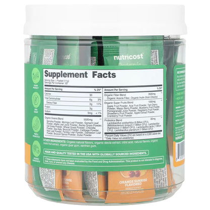 Nutricost, Organic Super Greens, Orange Sunrise, 20 Stick Packs, 0.4 oz (11 g) Each