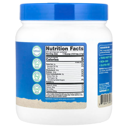 Nutricost, Organic Barley Grass Juice Powder, Unflavored, 16.2 oz (454 g)
