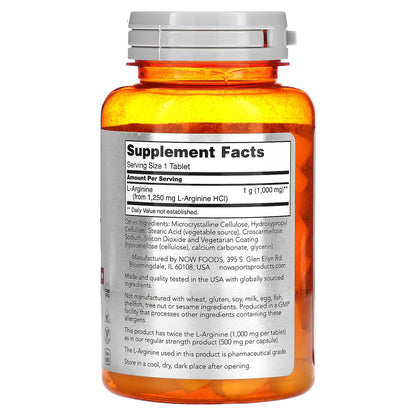 NOW Foods, L-Arginine, 1,000 mg, 60 Tablets