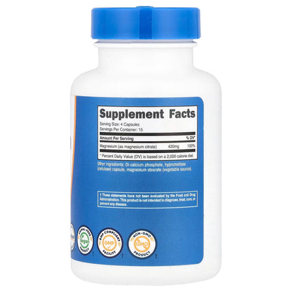 Nutricost, Magnesium Citrate, 60 Capsules (105 mg per Capsule)