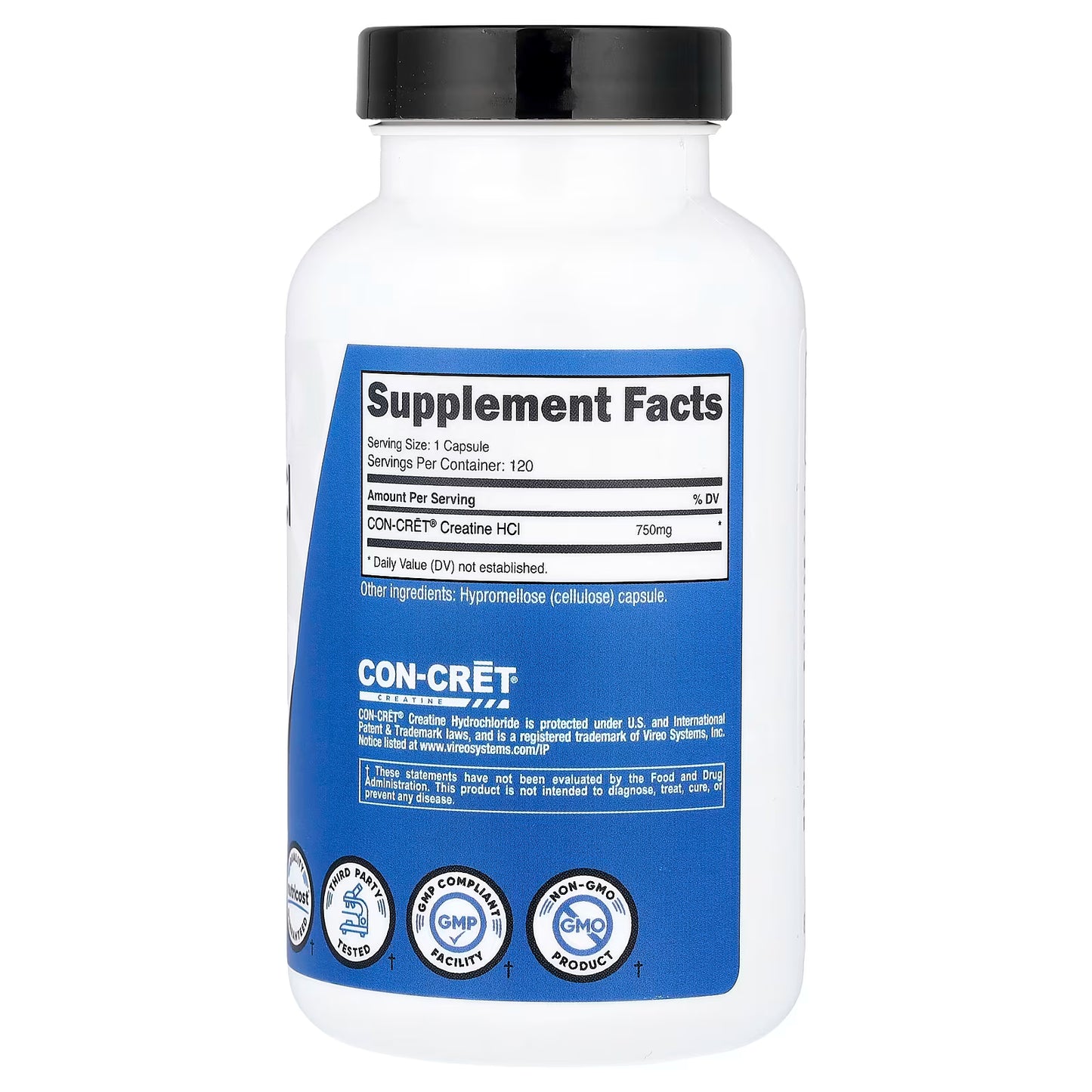 Nutricost, Performance, Creatine HCl, 750 mg, 120 Capsules