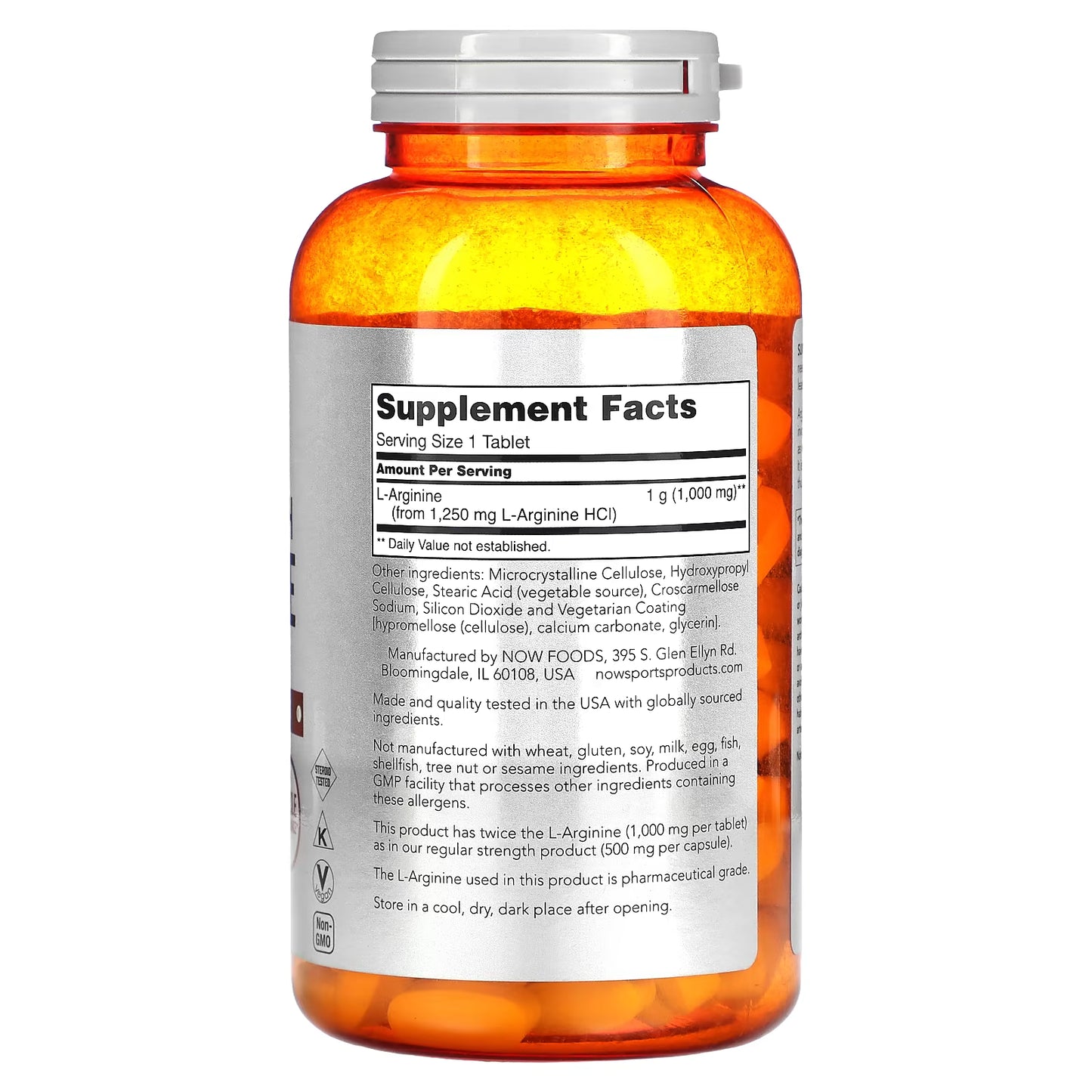 NOW Foods, Sports, L-Arginine, 1,000 mg, 180 Tablets
