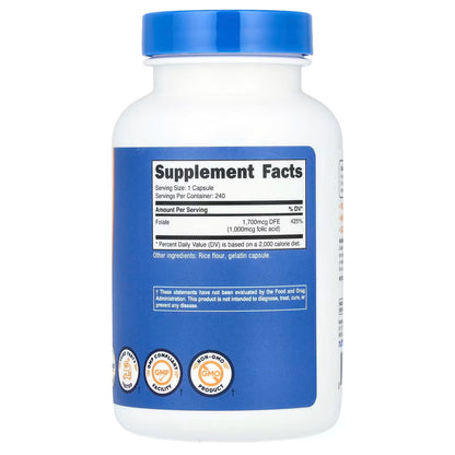 Nutricost, Folic Acid, 1,000 mcg, 240 Capsules