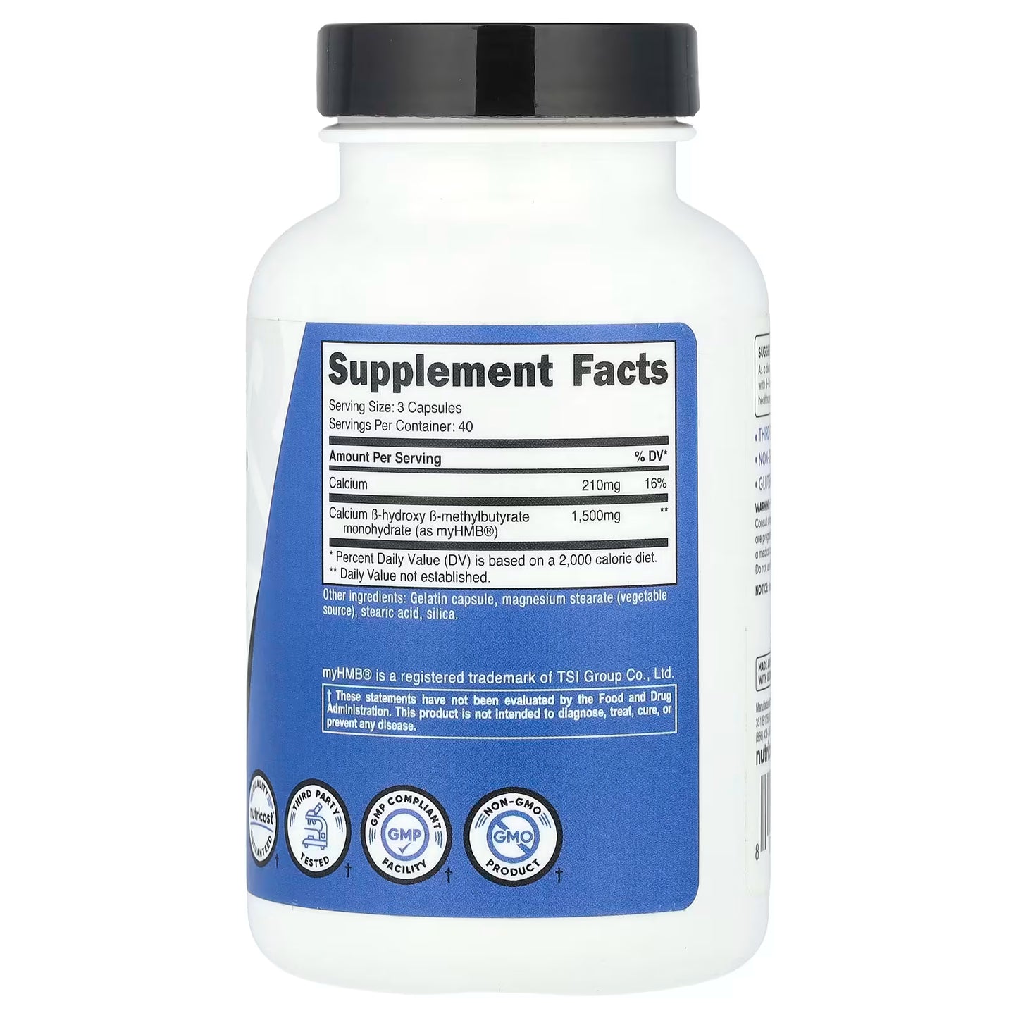 Nutricost, Performance, myHMB®, 120 Capsules (500 mg per Capsule)