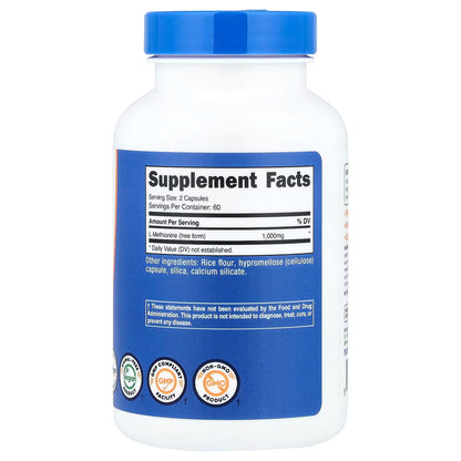 Nutricost, L-Methionine, 120 Capsules (500 mg per Capsule)