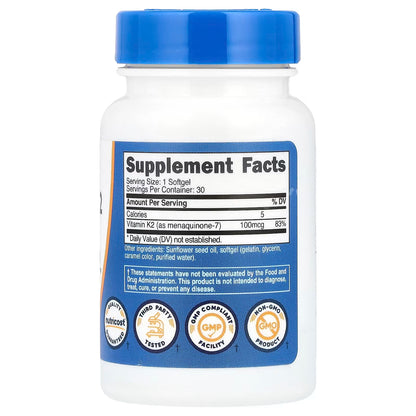 Nutricost, Vitamin K2 MK-7, 100 mcg, 30 Softgels