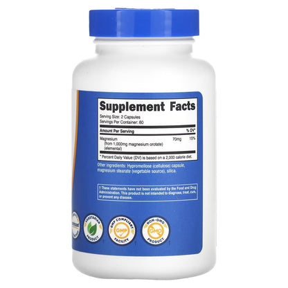 Nutricost, Magnesium Orotate, 120 Capsules (500 mg per Capsule)