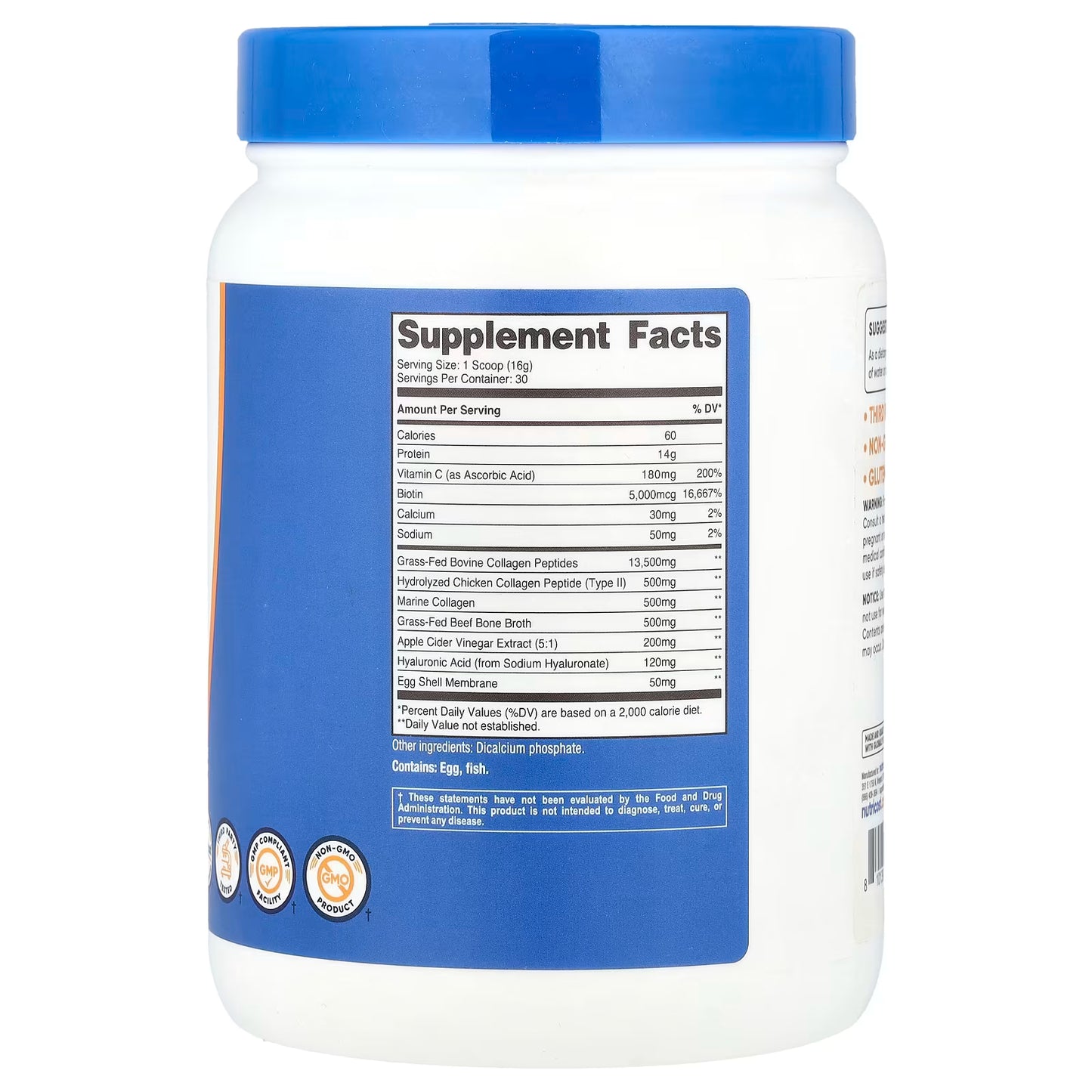Nutricost, Multi Collagen Protein Complex, Unflavored, 1.1 lb (486 g)
