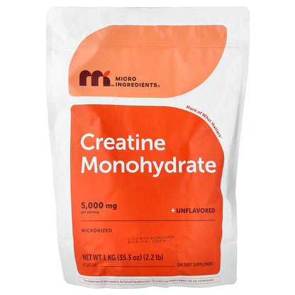 Micro Ingredients, Creatine Monohydrate Powder, Unflavored, 2.2 lb (1 kg)