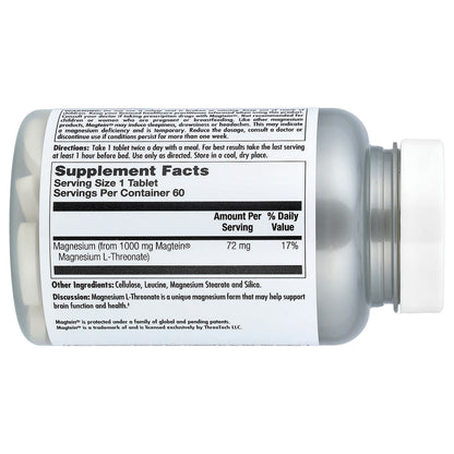 KAL, Think, Magnesium L-Threonate, 60 Tablets (72 mg per Tablet)