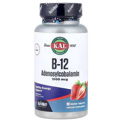 KAL, B-12 Adenosylcobalamin, Strawberry, 1,000 mcg, 90 Micro Tablets
