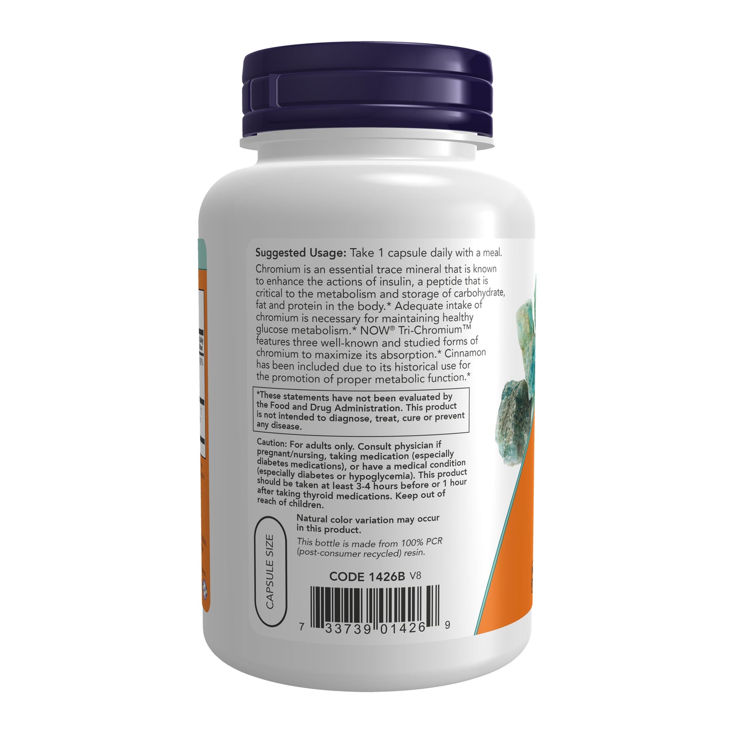 NOW Supplements, Tri-Chromium™ 500 mcg with Cinnamon, Insulin Co-Factor*, 180 Veg Capsules