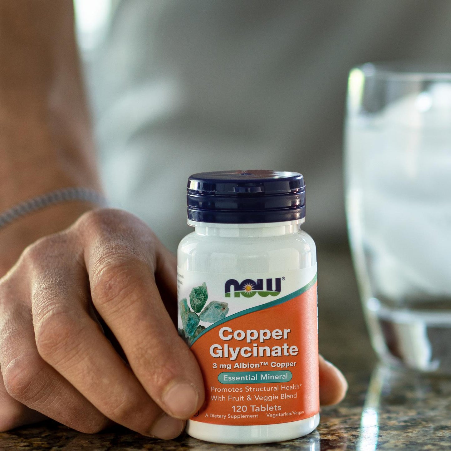 NOW Supplements, Copper Glycinate With 3mg Albion Copper, Promotes Structural Health*, 120 Tablets