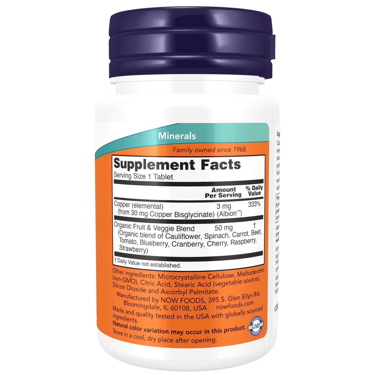 NOW Supplements, Copper Glycinate With 3mg Albion Copper, Promotes Structural Health*, 120 Tablets