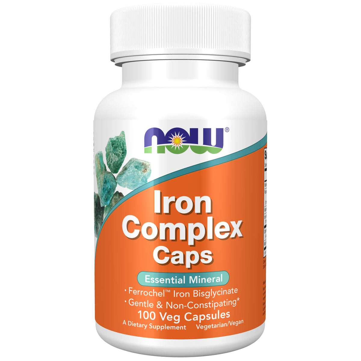 NOW Supplements, Iron Complex Caps, Non-Constipating*, 100 Veg Caps