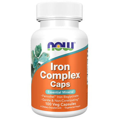 NOW Supplements, Iron Complex Caps, Non-Constipating*, 100 Veg Caps