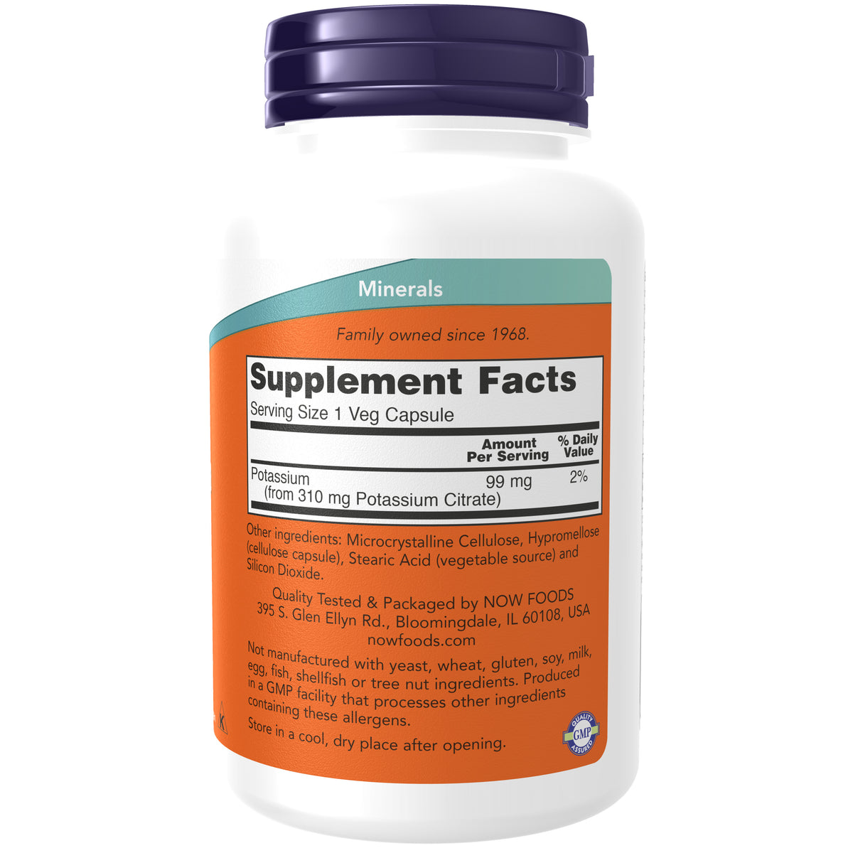 NOW Supplements, Potassium Citrate 99 mg, Essential Mineral, 180 Veg Caps