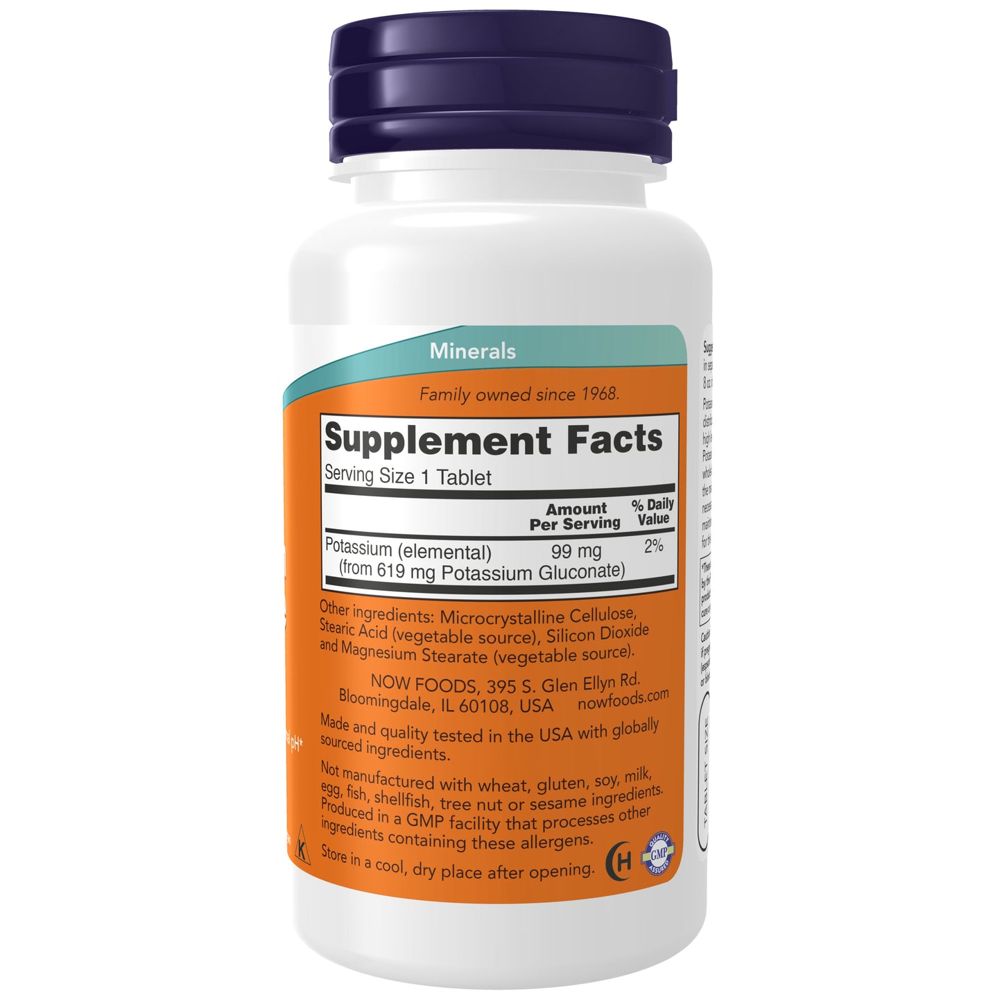NOW Supplements, Potassium Gluconate 99mg, Easier to Swallow, 100 Tabs