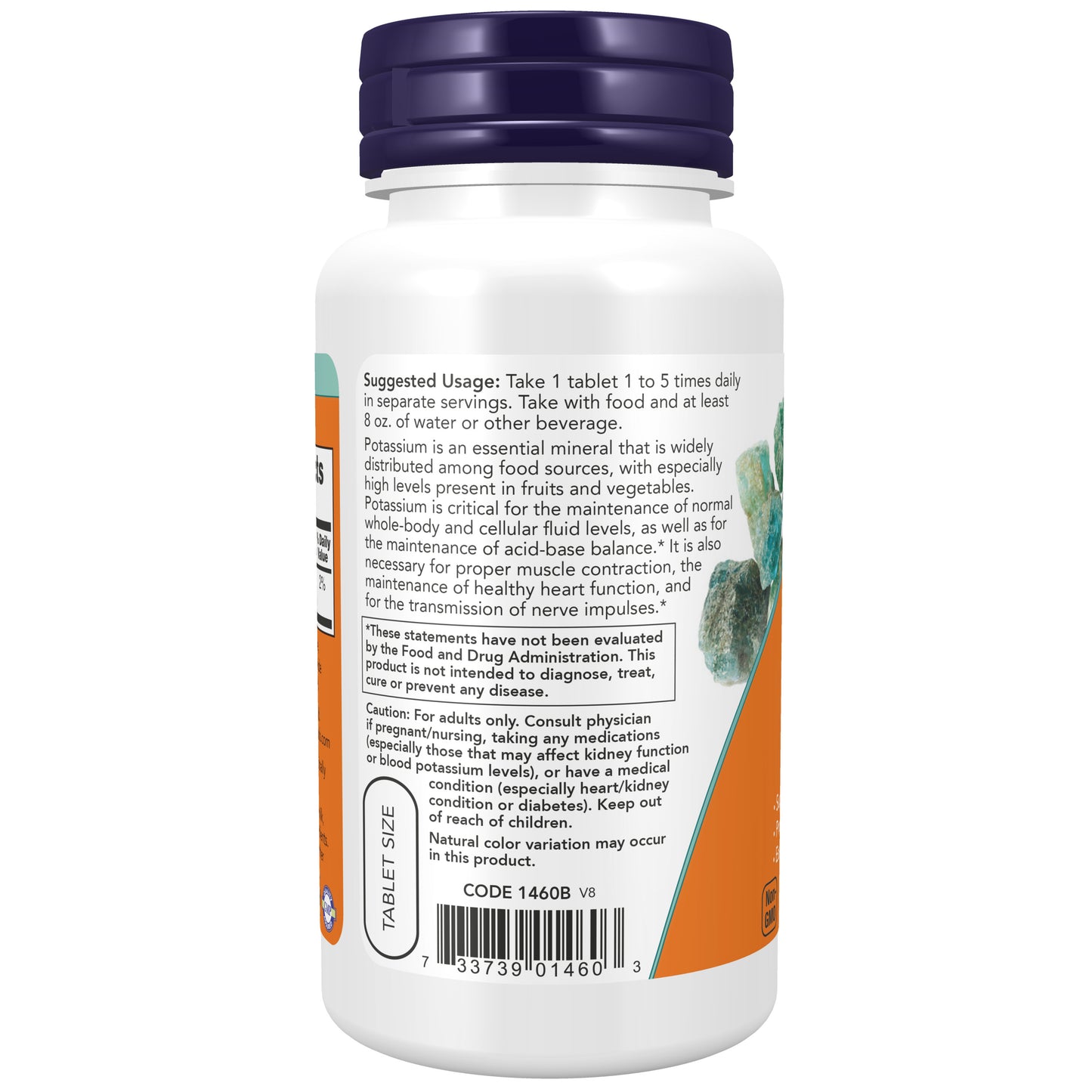 NOW Supplements, Potassium Gluconate 99mg, Easier to Swallow, 100 Tabs