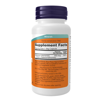 NOW Supplements, Selenium (L-Selenomethionine) 200 mcg, Essential Mineral*, 90 Veg Capsules