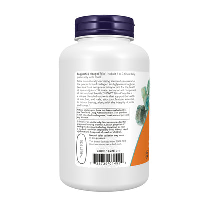 NOW Supplements, Silica Complex with Horsetail Extract, Supports Hair, Skin and Nail Health*, Structural Support*, 180 Tablets
