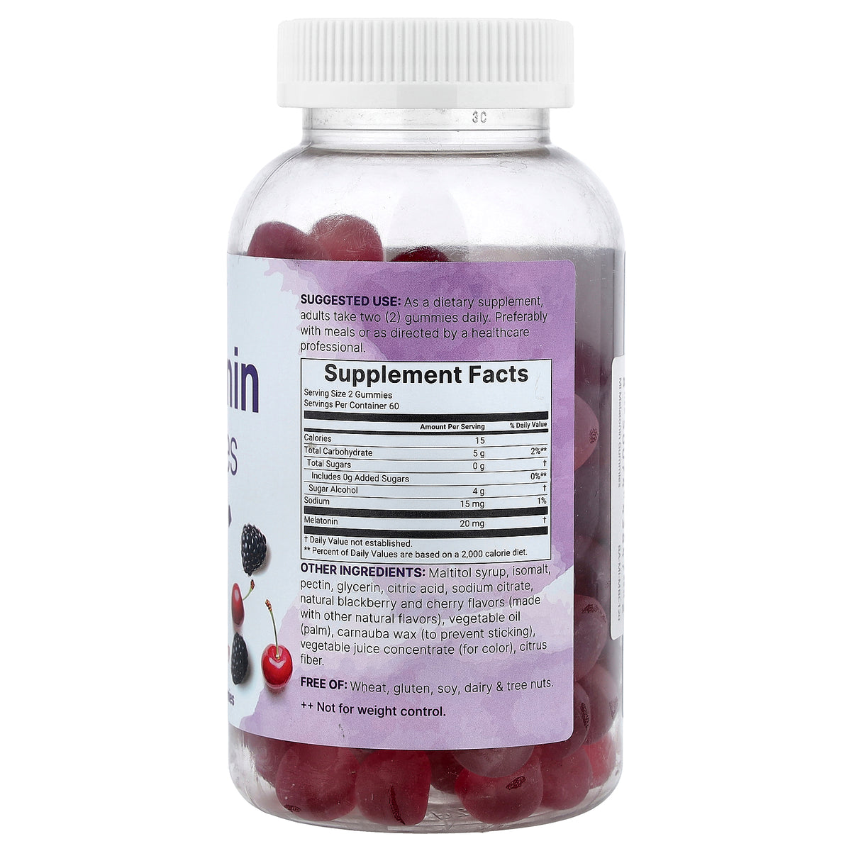 Micro Ingredients, Melatonin Gummies, Blackberry Cherry, 120 Gummies (10 mg per Gummy)