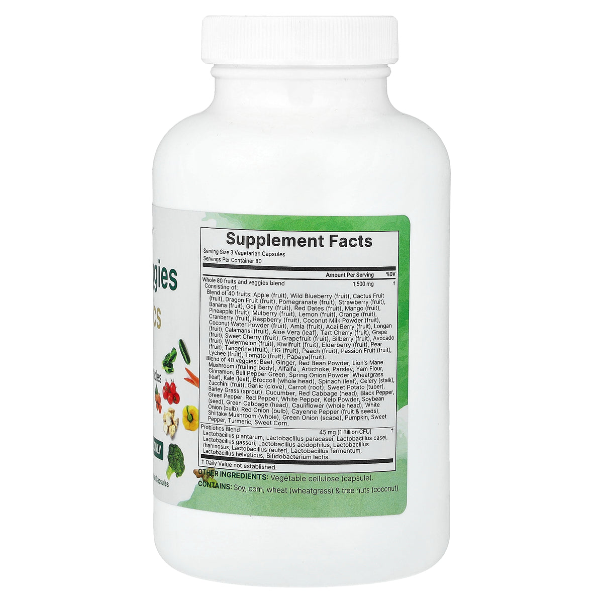 Micro Ingredients, Fruits + Veggies Probiotics, 240 Vegetarian Capsules