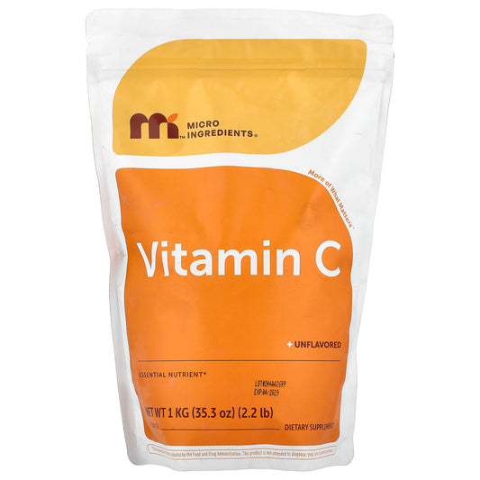 Micro Ingredients, Vitamin C Powder, Unflavored, 35.3 oz (1 kg)